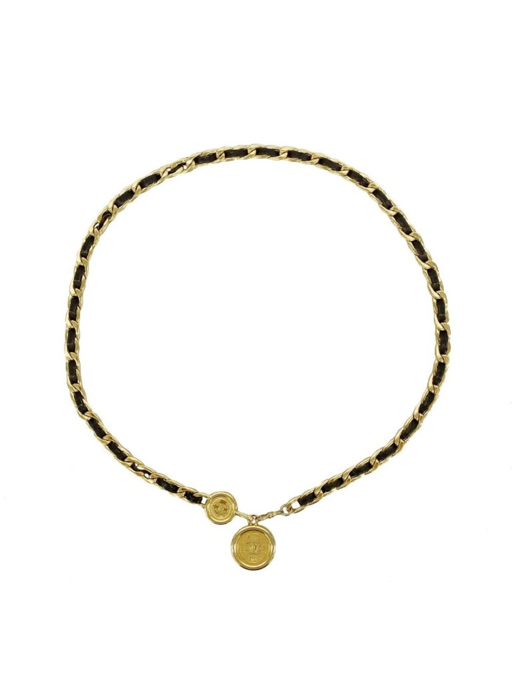 Chanel Belt Leather Gold Black